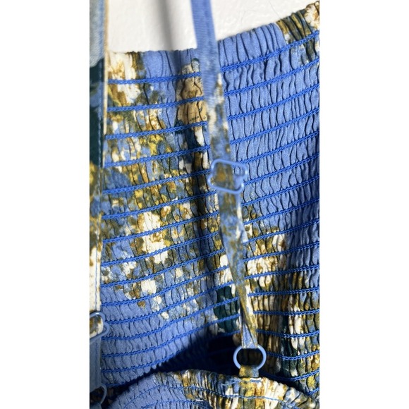 Free People Revolve Size Large HeatWave Blue Floral Print Smocked Maxi Dress NEW - Picture 10 of 15